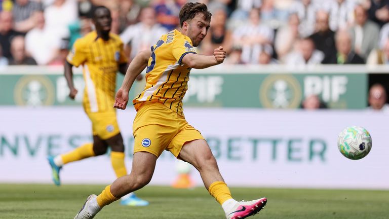 Jack Hinshelwood pulls a goal back for Brighton at Newcastle