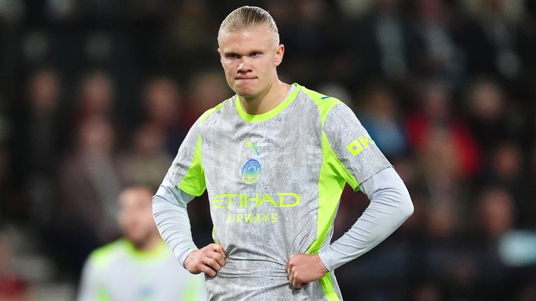 Erling Haaland shows frustration as Manchester City fail to beat Bournemouth