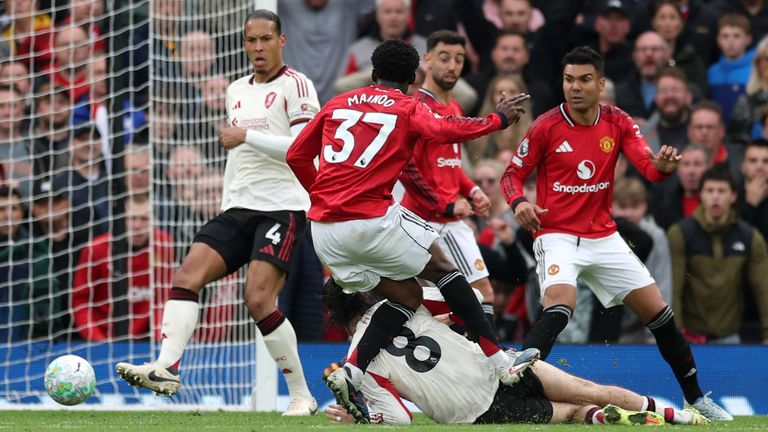 Kobbie Mainoo restores Manchester United's lead against Liverpool