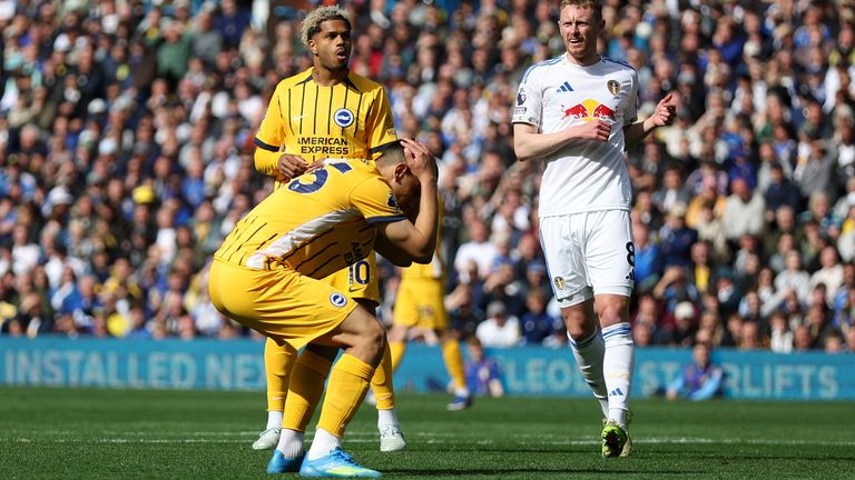 Diego Gomez reacts after missing a chance to score at Elland Road