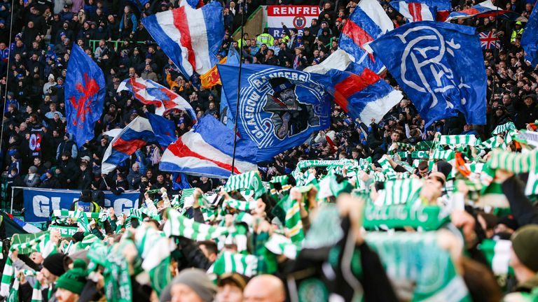 GLASGOW, SCOTLAND - JANUARY 03: Celtic and Rangers fans during a William Hill Premiership match between Celtic and Rangers at Celtic Park, on January 03, 2026, in Glasgow, Scotland. (Photo by Alan Harvey / SNS Group)