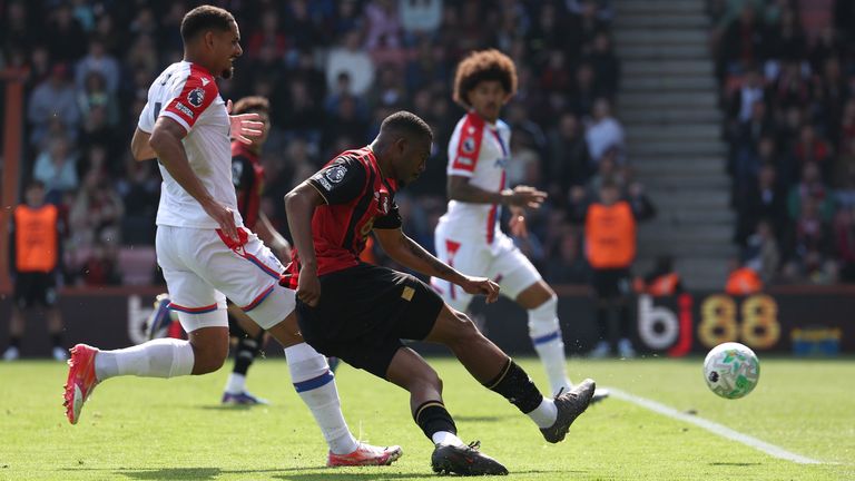Rayan scores Bournemouth's third goal against Crystal Palace