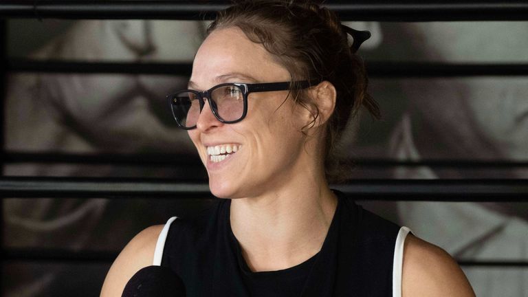 Ronda Rousey speaks during a news conference at All City Boxing Club in Los Angeles. (Hans Gutknecht/The Orange County Register via AP, File)