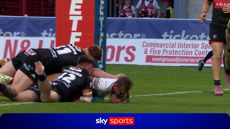 Jez Litten powered over as Hull KR continued to dominate in the first half against Wigan.