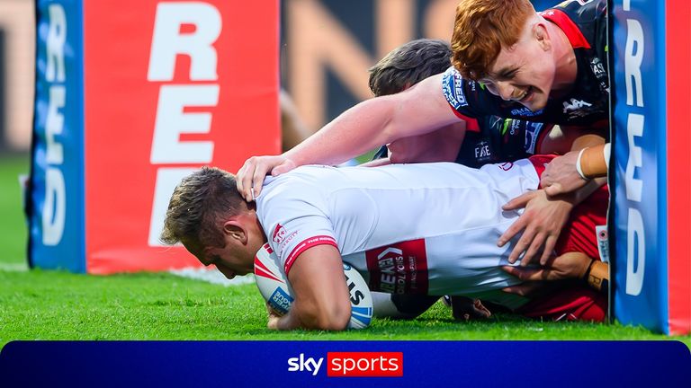 Jez Litten powered over as Hull KR continued to dominate in the first half against Wigan.