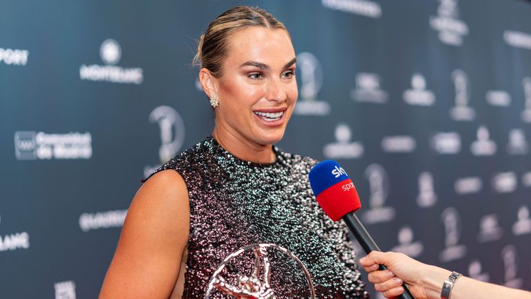  Aryna Sabalenka and the Laureus Award Trophy