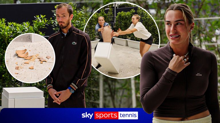 Tennis stars are pranked into thinking they've broken a Roman artifact