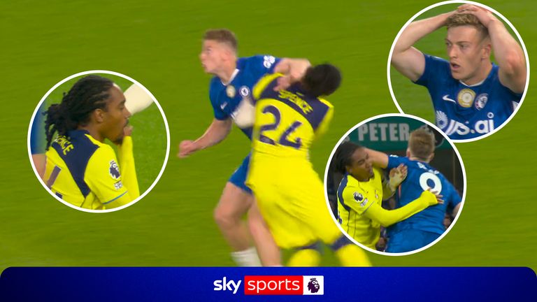 A look at how Djed Spence broke his jaw following a coming together with Liam Delap in Spurs' 2-1 defeat to Chelsea.