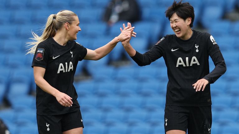 Toko Koga celebrates her late winner for Spurs