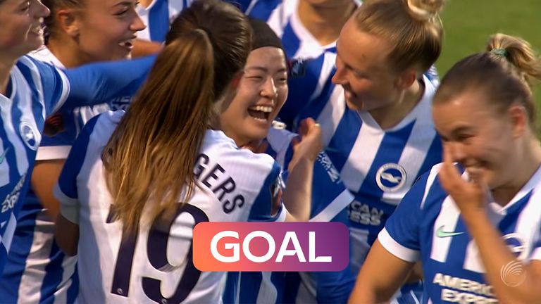 Fuka Tsunoda gets the end of a loose ball after Olaug Tvedten whipped in a free-kick which finds the back of the net to give the home side the lead. 