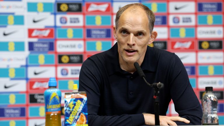 Thomas Tuchel speaking after his World Cup squad announcement