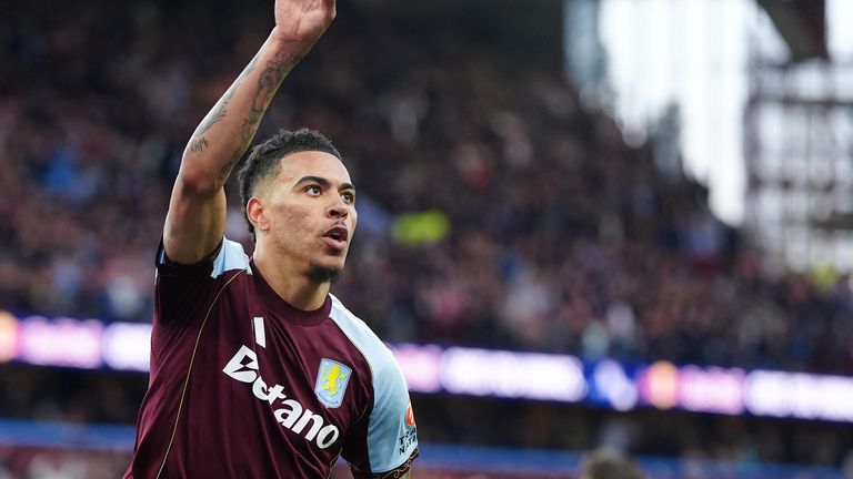 Morgan Rogers celebrates putting Aston Villa in front