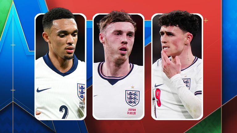Trent Alexander-Arnold, Cole Palmer and Phil Foden have been left out of England's World Cup squad - credit Getty/PA