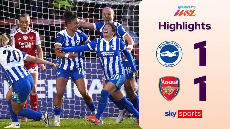 Highlights of the WSL game between Brighton and Arsenal. 