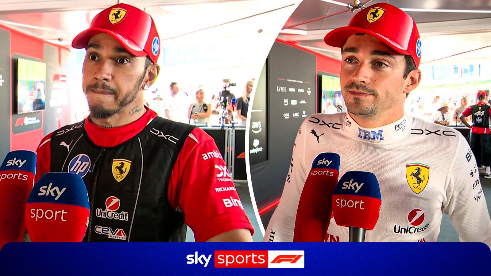 Lewis Hamilton and Charles Leclerc react to George Russell pipping Ferrari to pole in Austria