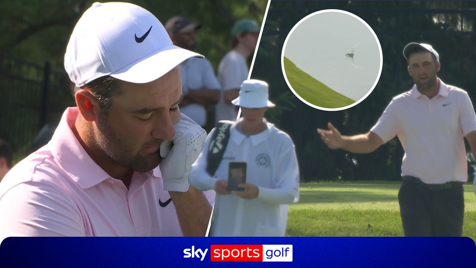 Scottie Scheffler loses it with caddie after failed tee shot!