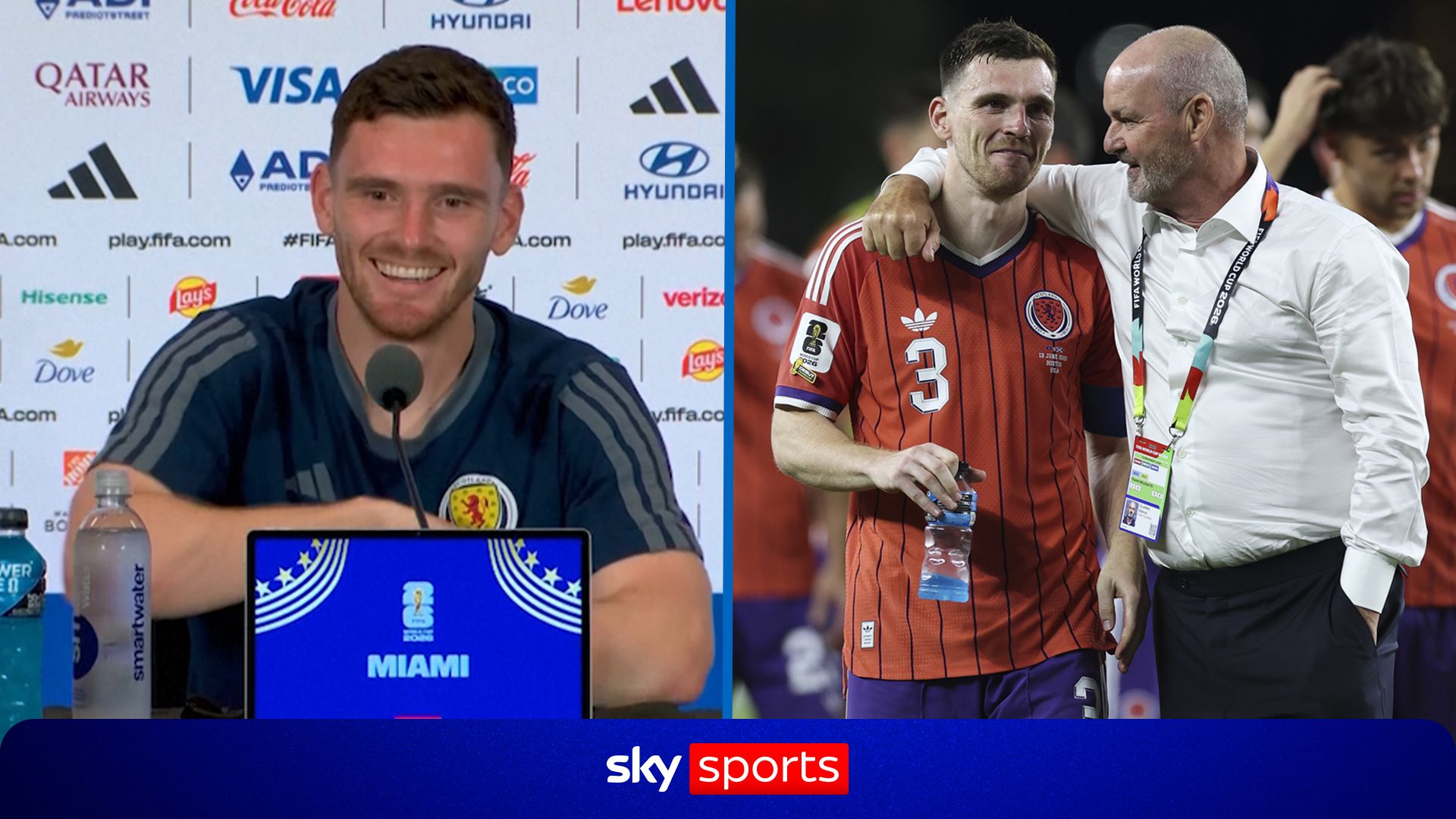 Scotland defender Andy Robertson trusts that the Tartan Army will be in full force against Brazil and is asked in the press conference whether beer will run out in Miami if they beat the 5-time champions.
