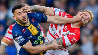 Jake Connor (left) struck three penalties as Leeds Rhinos fought from eight points down to beat St Helens