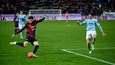 Cagliari's Marco Palestra in action during the Serie A soccer match between Cagliari Calcio and Juventus FC in Cagliari