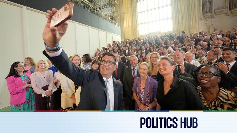 Andy Burnham with colleagues from the Parliamentary Labour Party in Westminster Hall.
Pic: PA