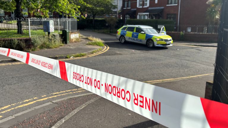 The scene of the stabbing in northern Belfast. Pic: PA