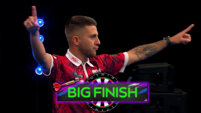 Craig Galliano finishes off a 135 checkout superbly as him and his Gibraltar teammate Justin Hewitt look to put pressure on Rep of Ireland's William O'Connor and Mickey Mansell.