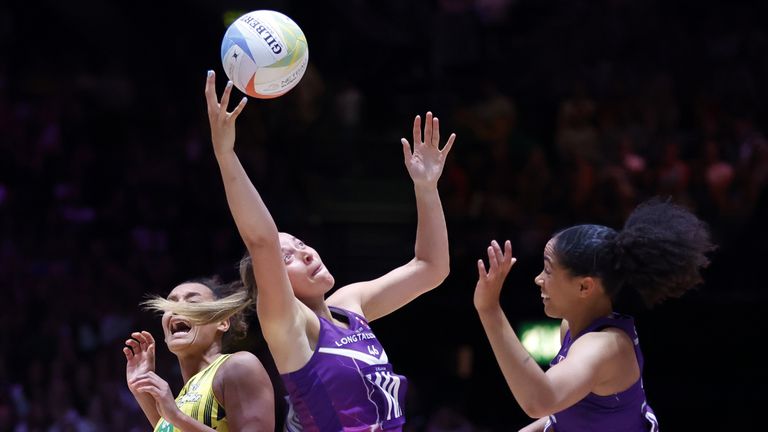 Alice Harvey fights for the ball