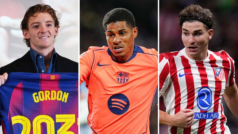 Anthony Gordon, Marcus Rashford and Julian Alvarez