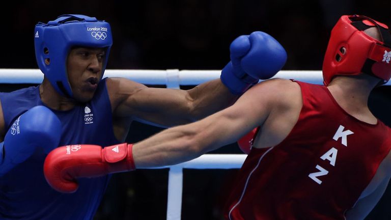Great Britain's Anthony Joshua during semi final of +91kg against Kazakhstan's Ivan Dychko at ExCel Arena, London 