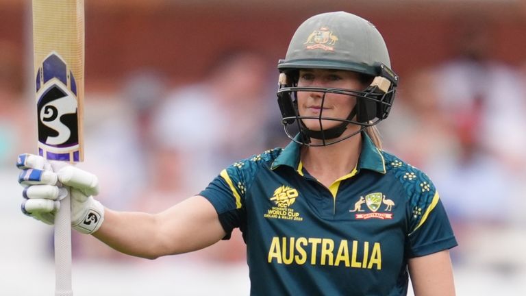 Australia's Ellyse Perry celebrates her half-century against India 