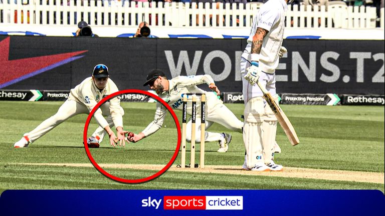 Kane Williamson took a stunning one-handed grab to dismiss Ben Stokes.