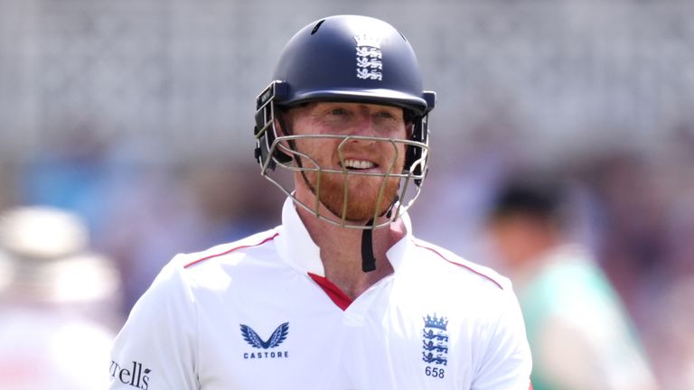 Ben Stokes is bowled by Zak Foulkes on day three of the third Test between England and New Zealand at Trent Bridge