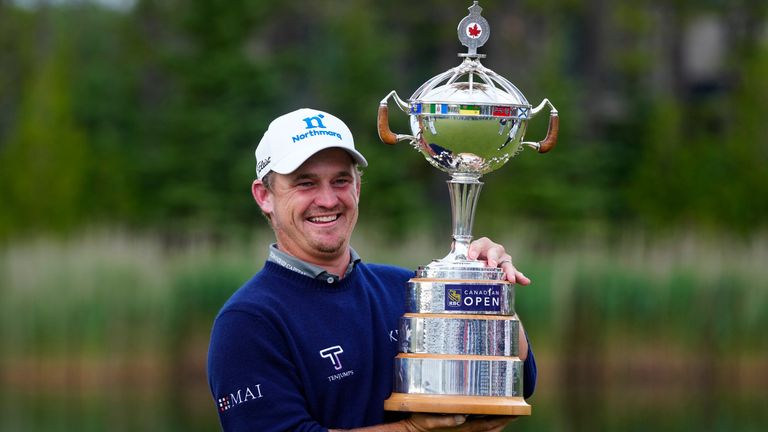 Bud Cauley poses with the trophy after winning the Canadian Open 