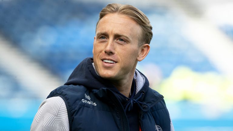 GLASGOW, SCOTLAND - APRIL 18: Falkirk's Calvin Miller pre-match during a Scottish Gas Scottish Cup semi-final match between Dunfermline Athletic and Falkirk at Barclays Hampden, on April 18, 2026, in Glasgow, Scotland. (Photo by Alan Harvey / SNS Gro