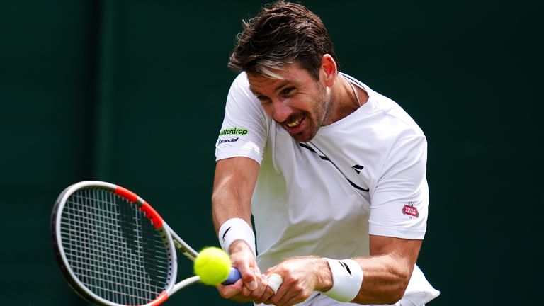 Cameron Norrie of Great Britain during his match against Michael Zheng of the United States during the Gentlemen's Singles on day one of the