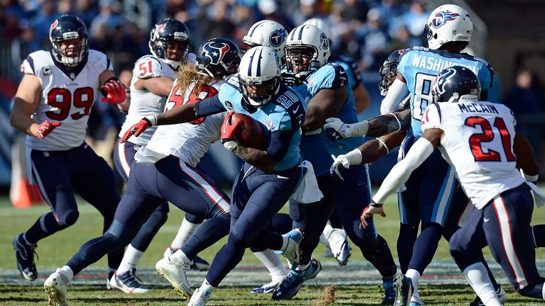 Johnson (carrying ball) was drafted to the Tennessee Titans in 2008