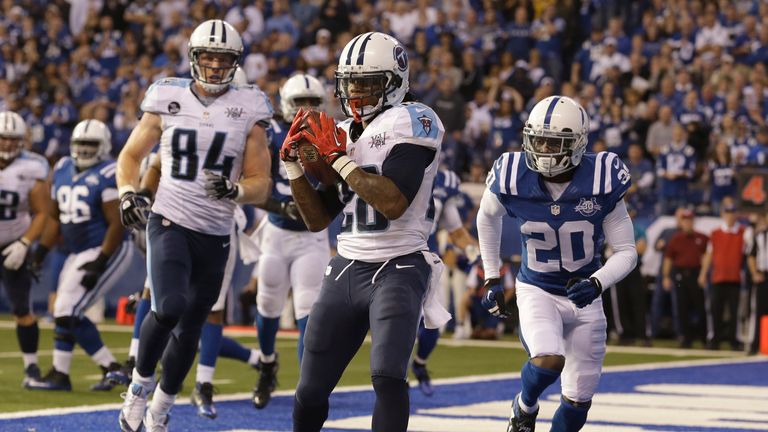 Johnson (centre) enjoyed a distinguished career in the NFL, making 130 appearances for three different clubs