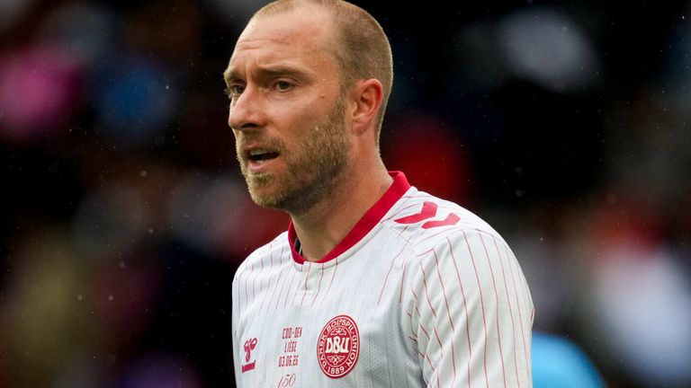 Christian Eriksen (Denmark)  looks on during  UEFA International Friendly, DR Congo and Denmark, Stade Maurice Dufrasne, Liege, Belgium on June 03  2026. (Photo by Ulrik Pedersen/NurPhoto)