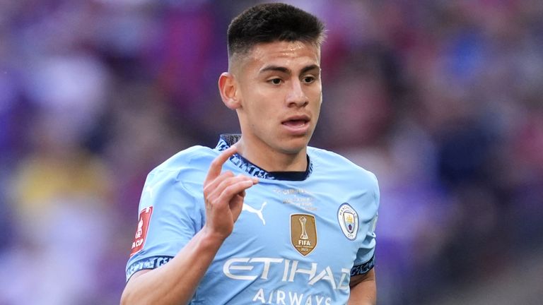 Claudio Echeverri playing for Man City