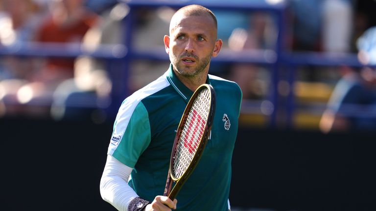 Great Britain's Dan Evans in action during the Round of 16 match against Tommy Paul on day three of the Lexus Eastbourne Open at Devonshire 