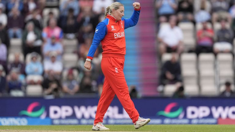 Sophie Ecclestone took 3-22 against Ireland in England's second T20 World Cup game