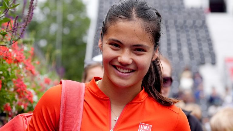 Emma Raducanu trained a Queen's Club on Sunday ahead of the start of the tournament