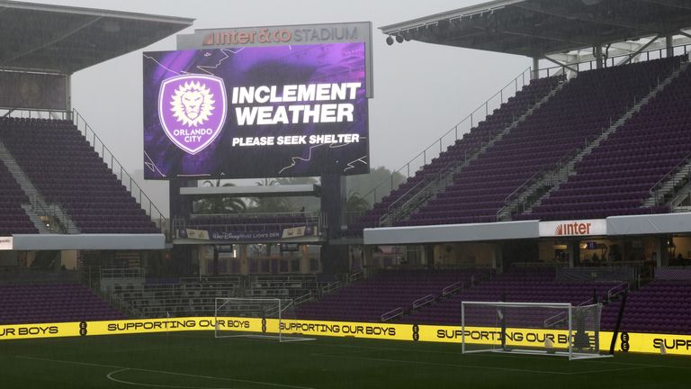 A thunder and lightning storm hit Orlando ahead of England's friendly with Costa Rica