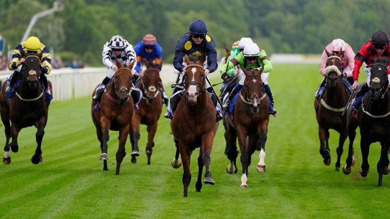 Extremely Zain, ridden by Cieren Fallon, on the way to winning the Sky Bet Supporting Macmillan Handicap at York