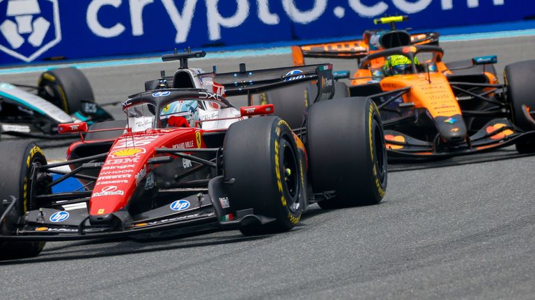 Charles Leclerc and Lando Norris (Photo by Chris Arjoon/Icon Sportswire)