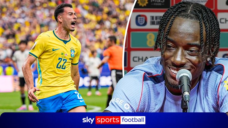 Noni Madueke responds to Gabriel Martinelli's winning goal for Brazil vs Japan.