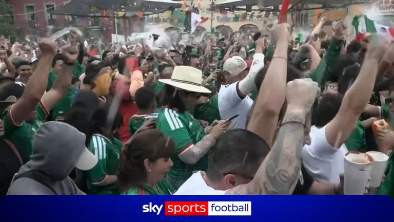 Relive Mexico's fans celebrating their victory over South Africa in the opening game of the World Cup.