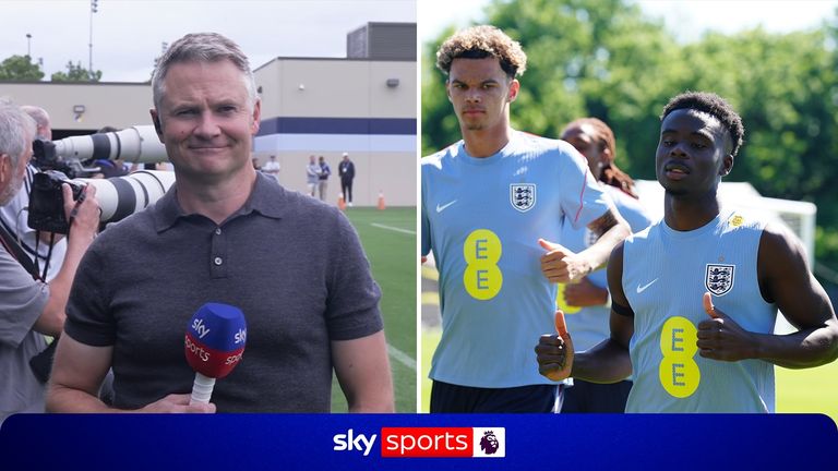 Sky Sports News' Rob Dorsett watches on as all 26 of England's squad, including Bukayo Saka, were involved in team training ahead of Tuesday's game with Ghana.