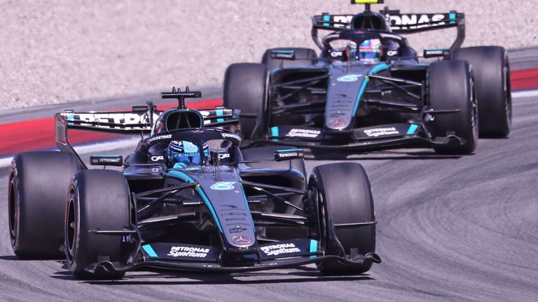George Russell and Kimi Antonelli in Barcelona