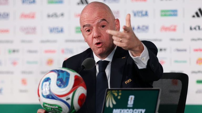 FIFA president Gianni Infantino speaking ahead of the World Cup